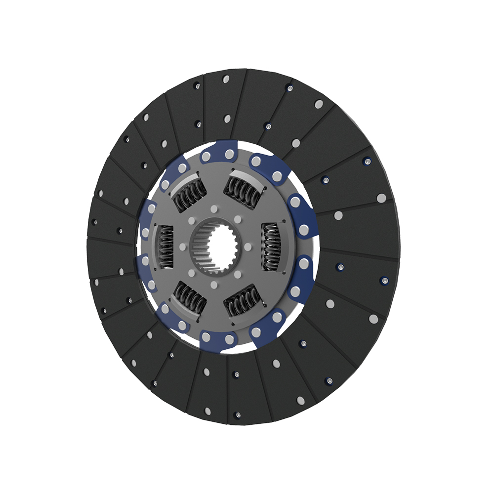 Clutch plate with torsion spring, organic pad