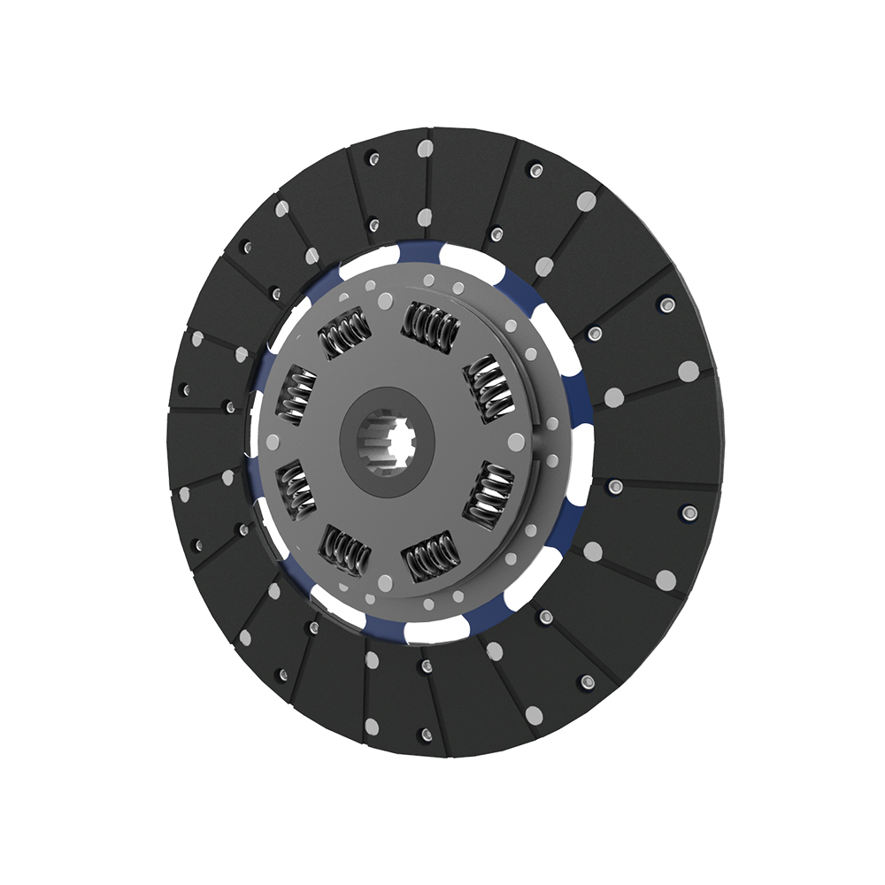 Clutch plate with torsion spring, organic pad