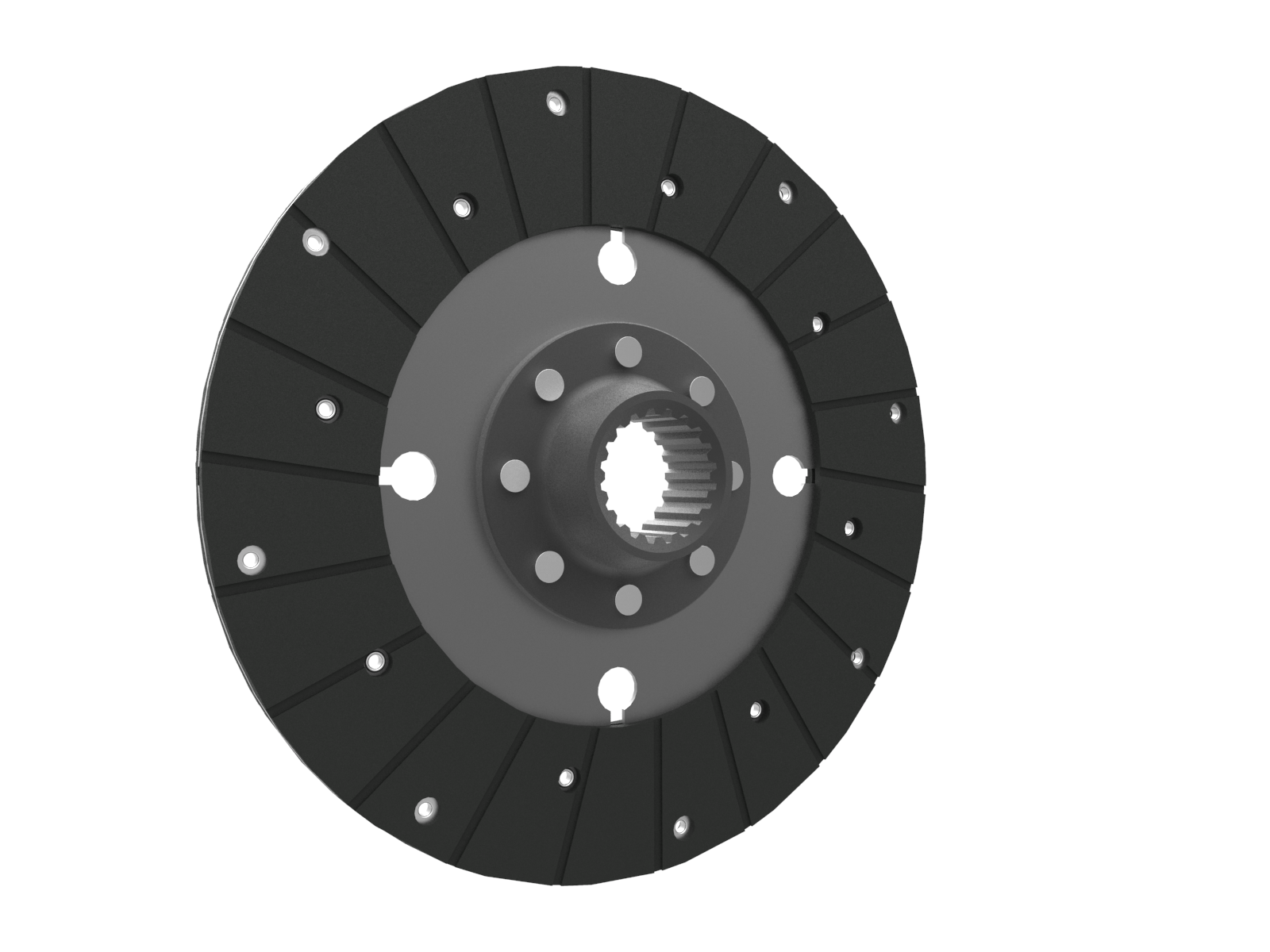 Clutch PTO plate, organic pad, rigid