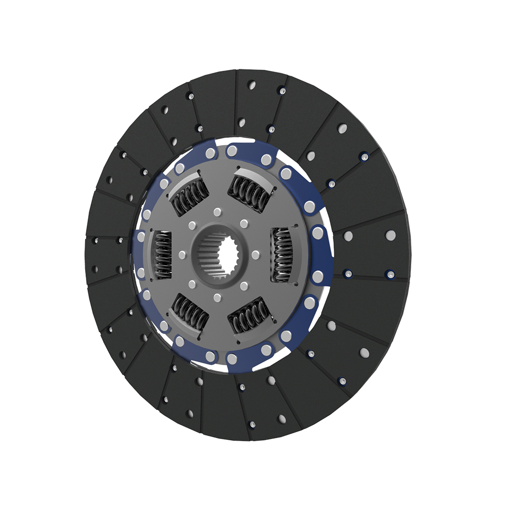 Clutch plate with torsion spring, organic pad